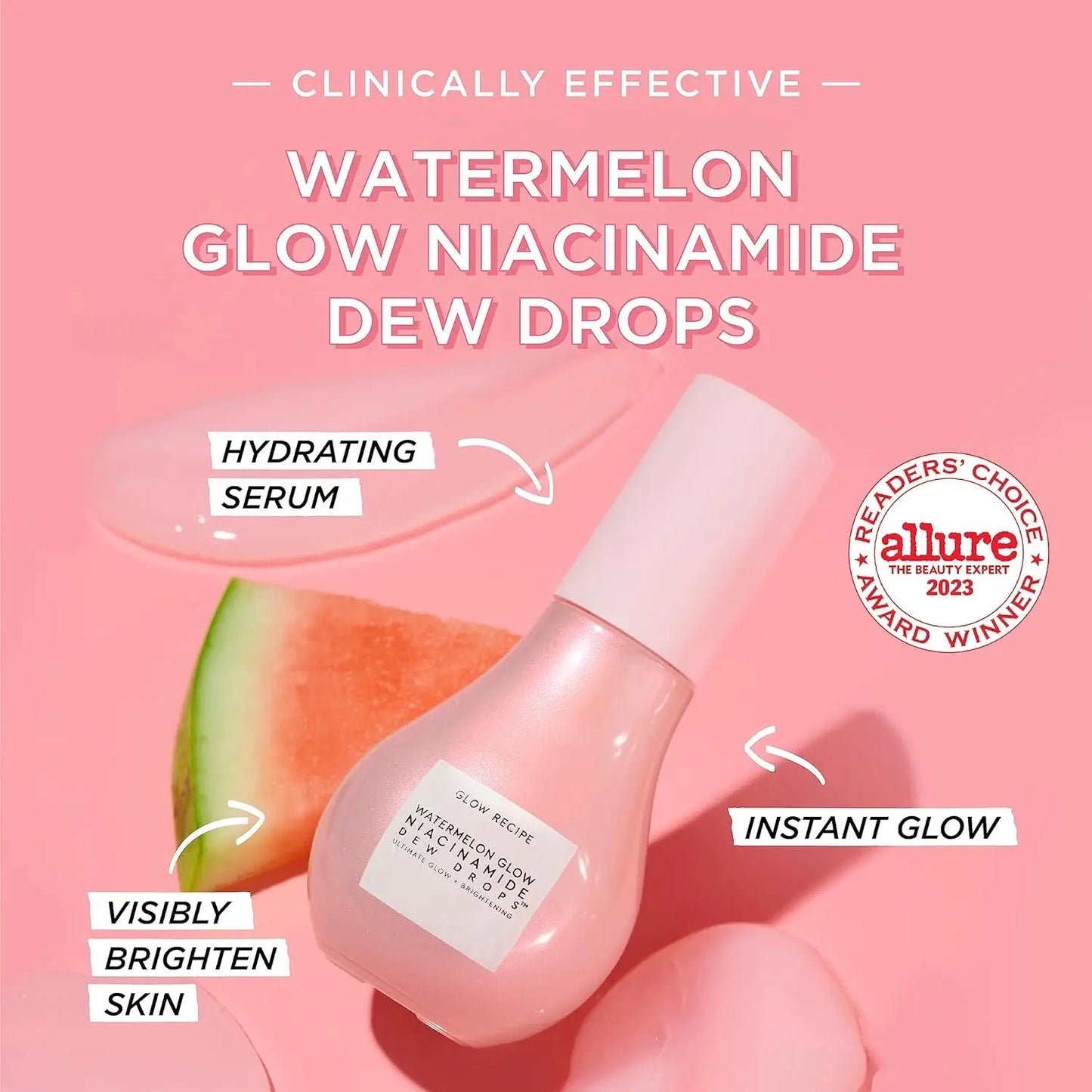 Glow Recette Niacinamide WaterNeutrGlow Gouttes de Rosée, Élimination de la Pigmentation, Sérum Éclaircissant pour le Visage et le Corps, 40ml
