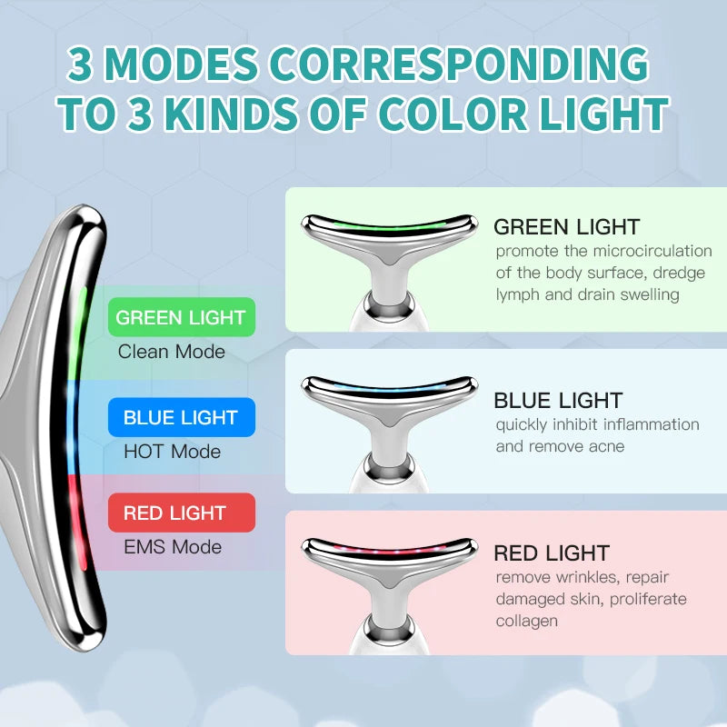 ANLAN appareil EMS visage & cou – lumière 3 couleurs, lifting et soin anti-double menton