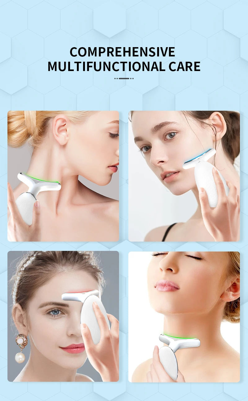 ANLAN appareil EMS visage & cou – lumière 3 couleurs, lifting et soin anti-double menton