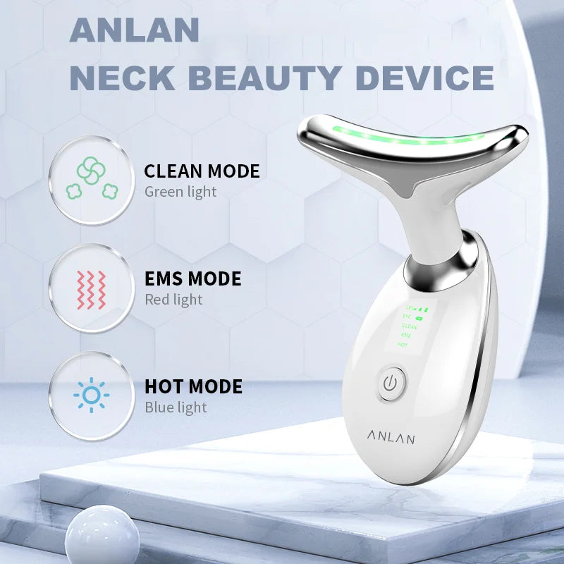 ANLAN appareil EMS visage & cou – lumière 3 couleurs, lifting et soin anti-double menton