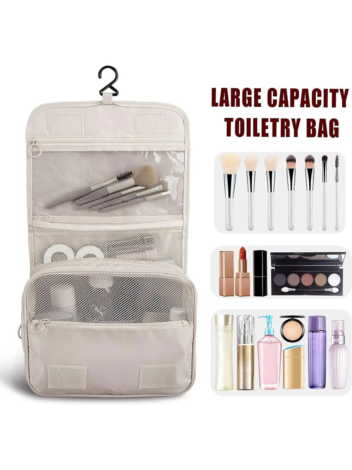 Sac de maquillage de voyage, organisateur de produits de toilette étanche, nécessaire de haute qualité pour femmes, crochet de salle de bain, pochette de lavage, sac de rangement de maquillage à crochet