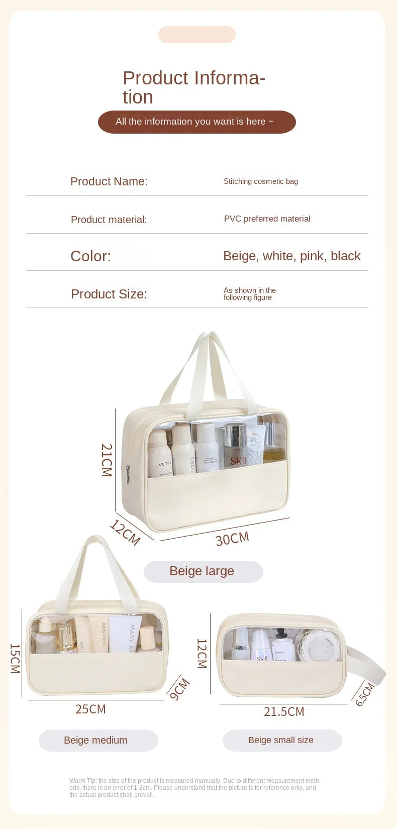 Sac à cosmétiques de voyage Portable pour femmes, trousse de maquillage transparente, sacs de lavage de bain de grande capacité, mallette de rangement étanche multifonction
