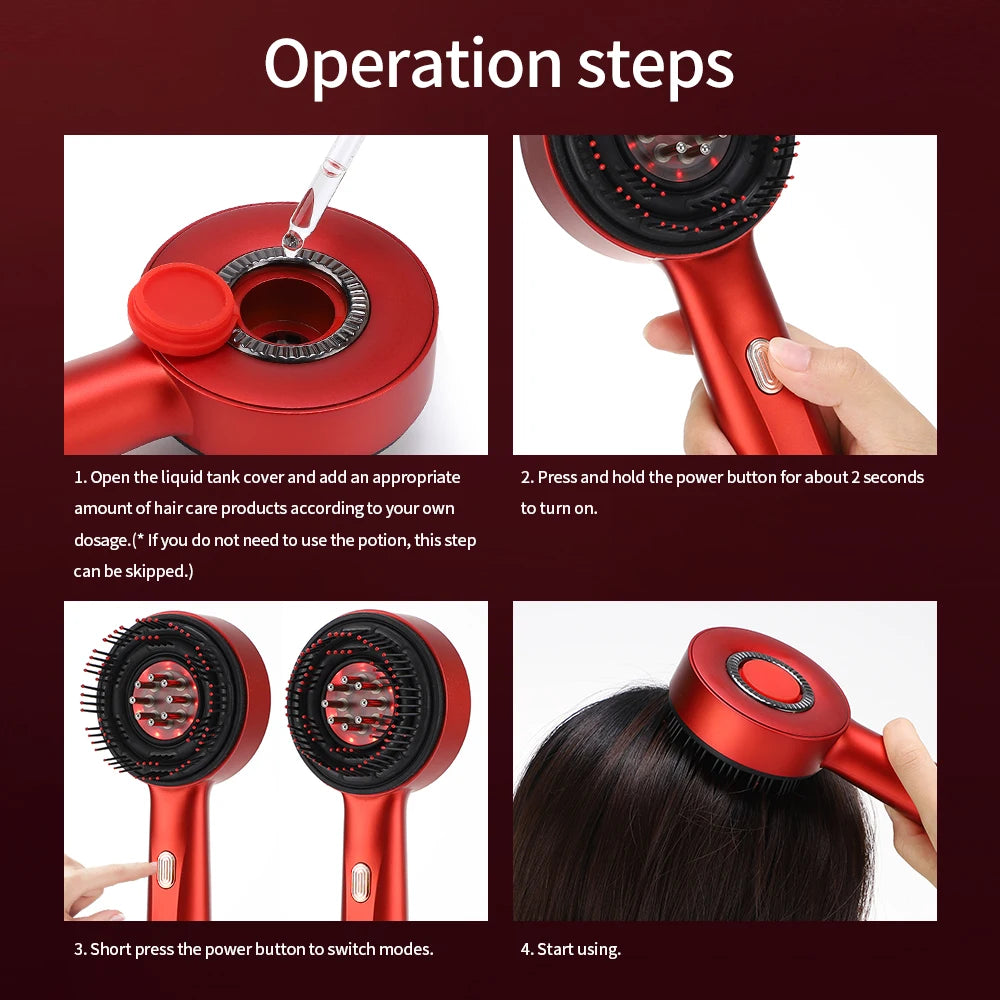 Peigne de Massage électrique à vibrations, thérapie à la lumière rouge, brosse de Massage pour la croissance des cheveux, Anti-perte de cheveux, applicateur d'huile liquide, soins capillaires