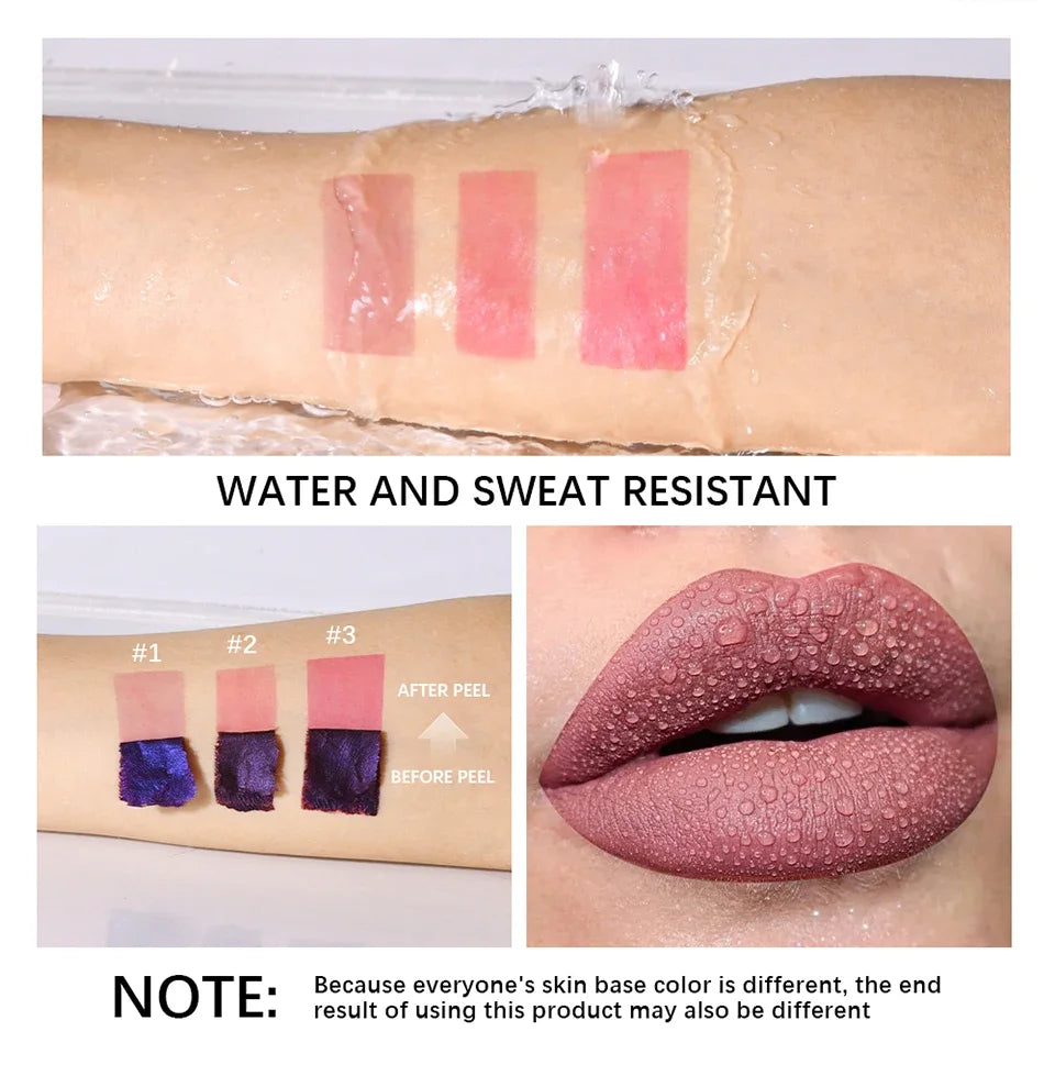 Rouge à lèvres liquide imperméable, 3 couleurs, hydratant durable, brillant à lèvres, ne se décolore pas, Sexy, tatouage teint, cosmétiques pour les lèvres