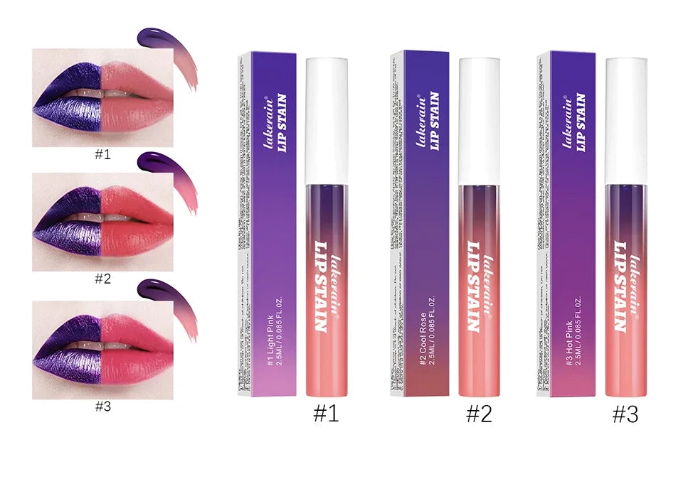 Rouge à lèvres liquide imperméable, 3 couleurs, hydratant durable, brillant à lèvres, ne se décolore pas, Sexy, tatouage teint, cosmétiques pour les lèvres