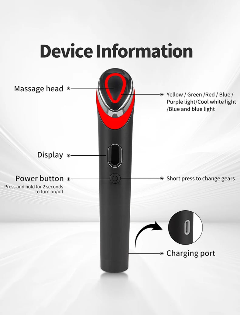 Ager Booster Pro 6-en-1 – Appareil LED visage & cou, lifting et massage
