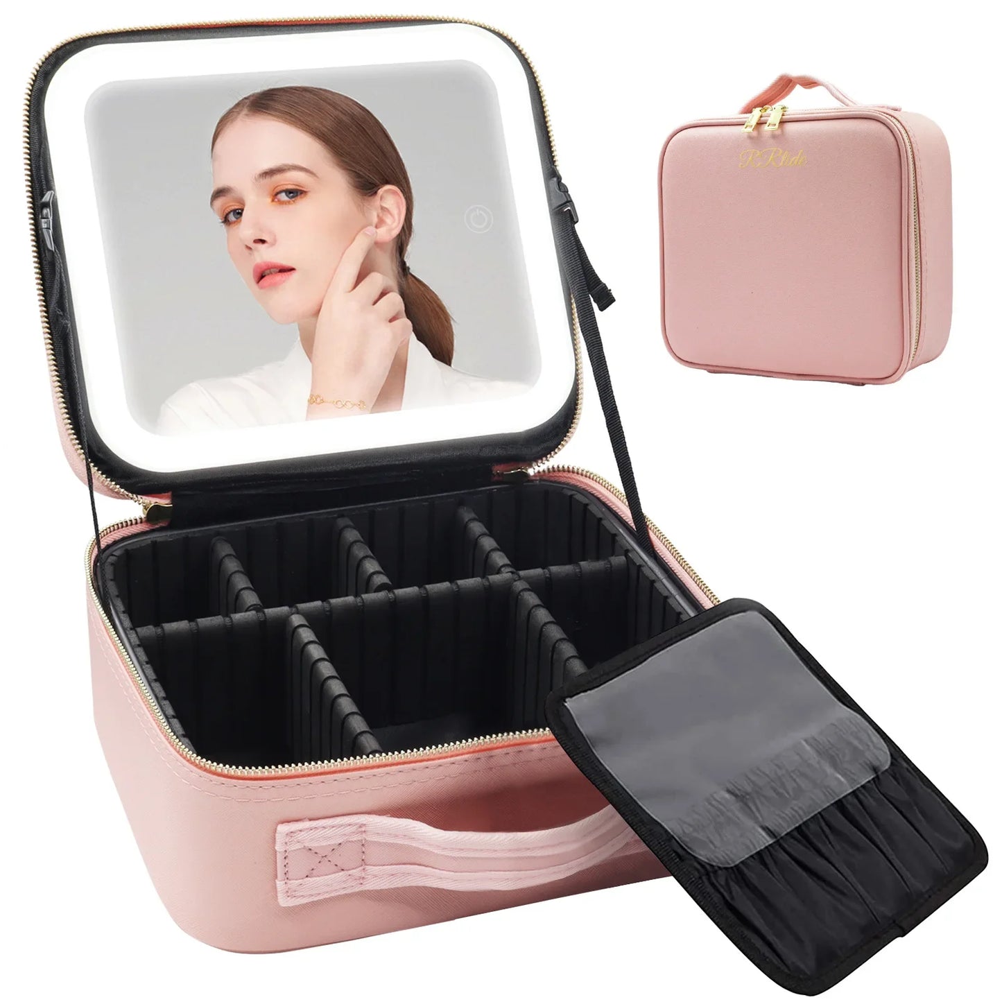 Trousse de maquillage de voyage éclairée par LED avec miroir, organisateur de maquillage Portable étanche, étui à cosmétiques, cadeau d'anniversaire pour filles et femmes