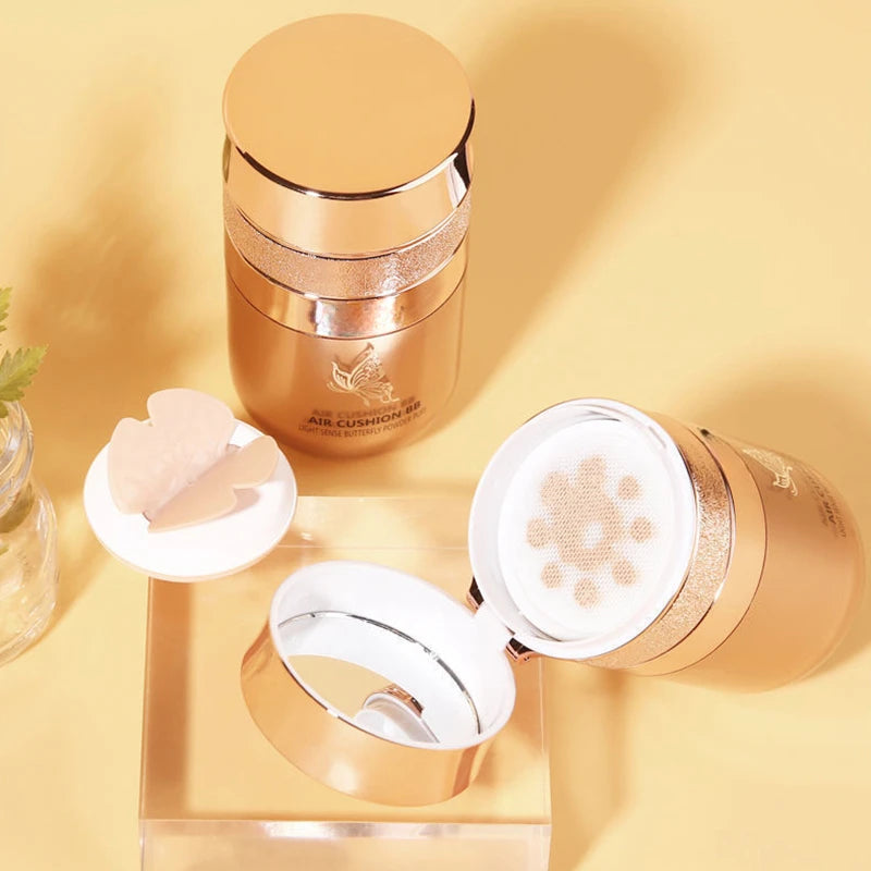 BB crème à coussin d'air, bouffée de poudre de papillon, fond de teint hydratant, correcteur, blanchissant, contrôle de l'huile, imperméable, maquillage, cosmétiques