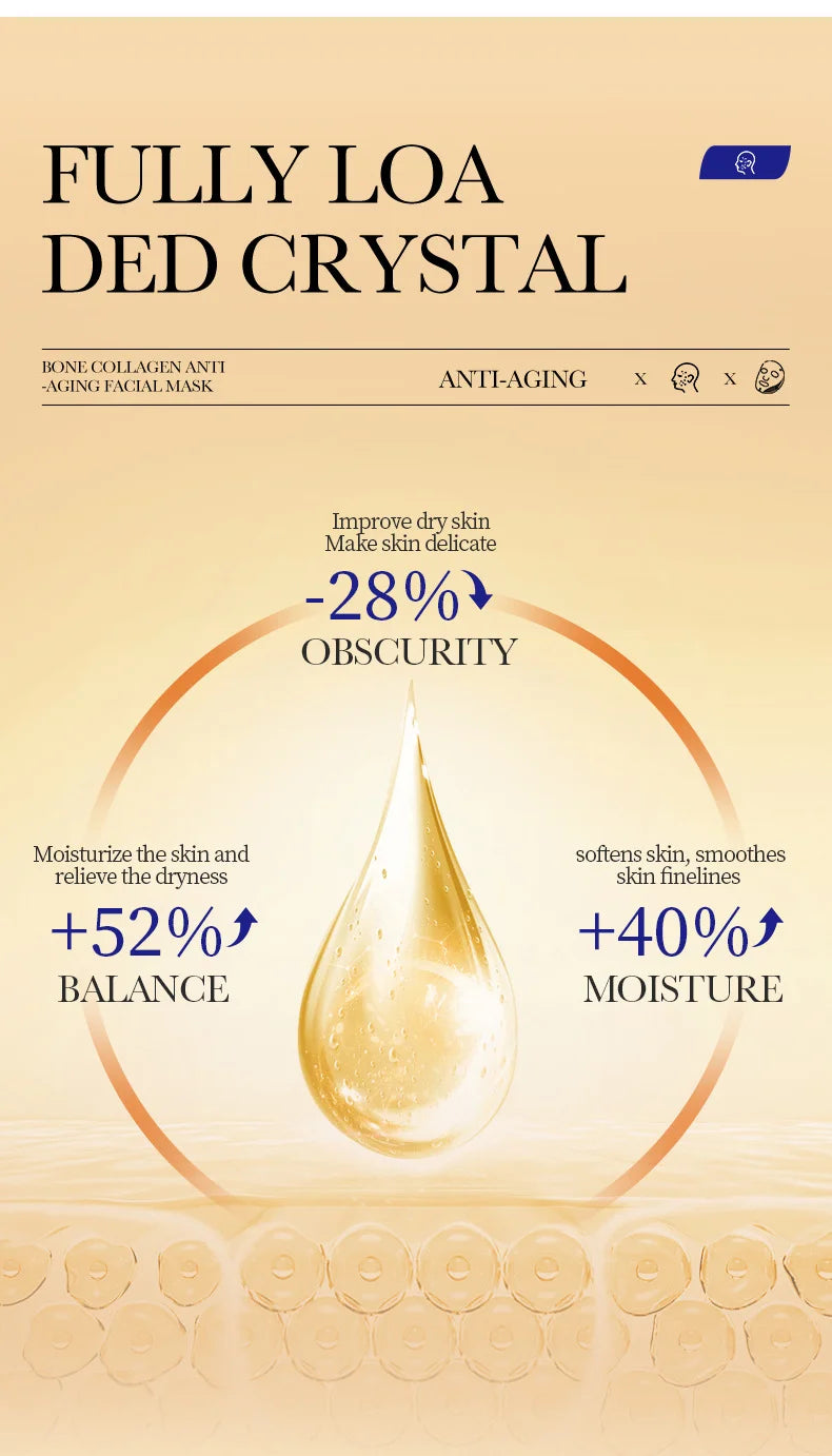 Masque Anti-Rides Collagène – 10 Pièces, Hydratant & Éclat.