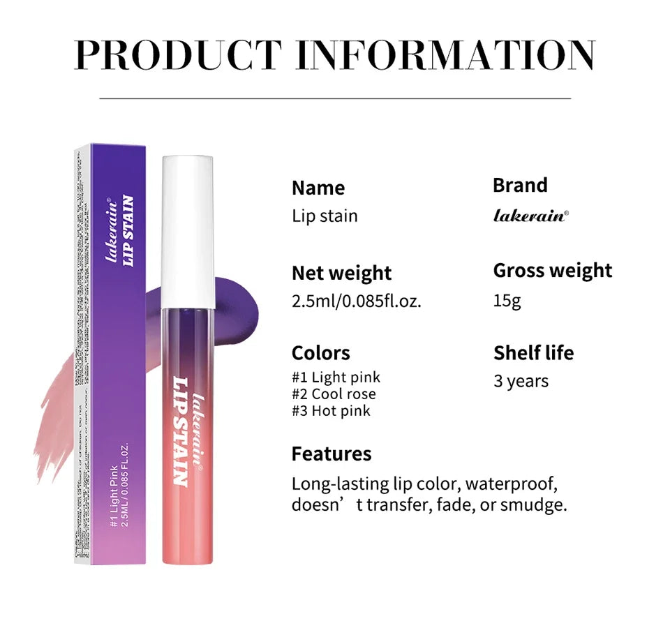 Rouge à lèvres liquide imperméable, 3 couleurs, hydratant durable, brillant à lèvres, ne se décolore pas, Sexy, tatouage teint, cosmétiques pour les lèvres