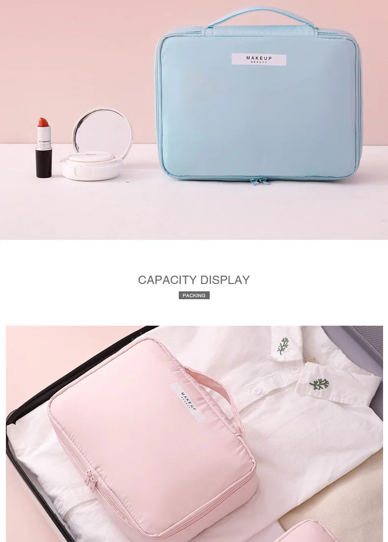 Sac à cosmétiques Portable pour femmes, Index d'apparence élevée, sac de lavage de voyage de grande capacité, sac de rangement de maquillage tridimensionnel