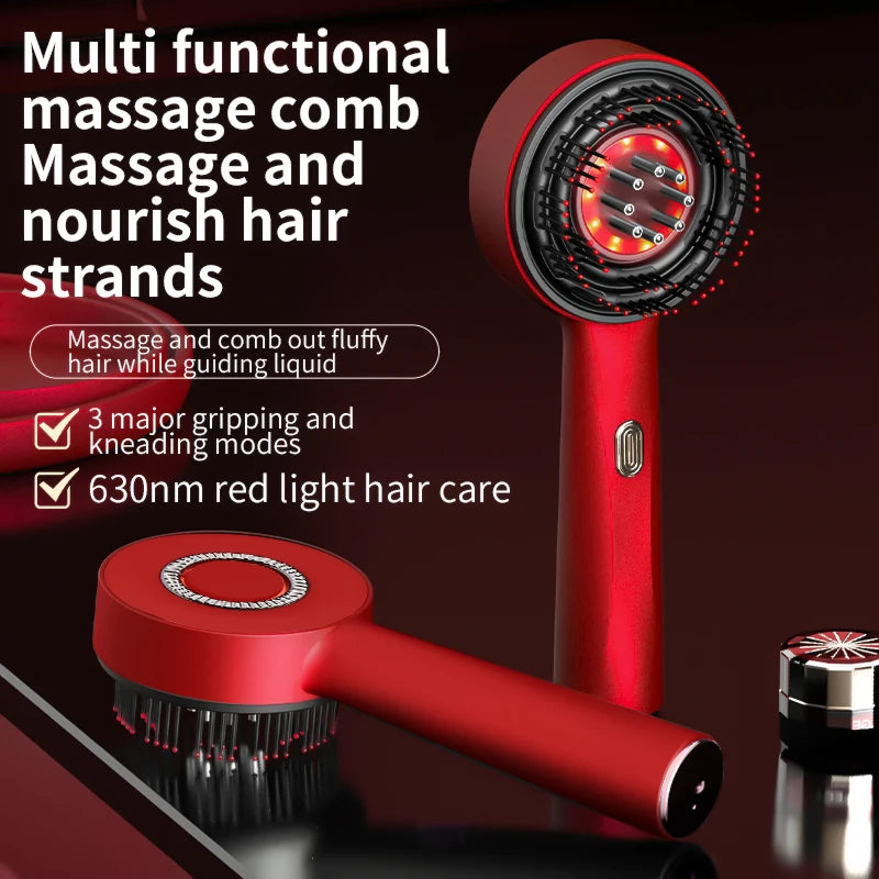 Peigne de Massage électrique à vibrations, thérapie à la lumière rouge, brosse de Massage pour la croissance des cheveux, Anti-perte de cheveux, applicateur d'huile liquide, soins capillaires