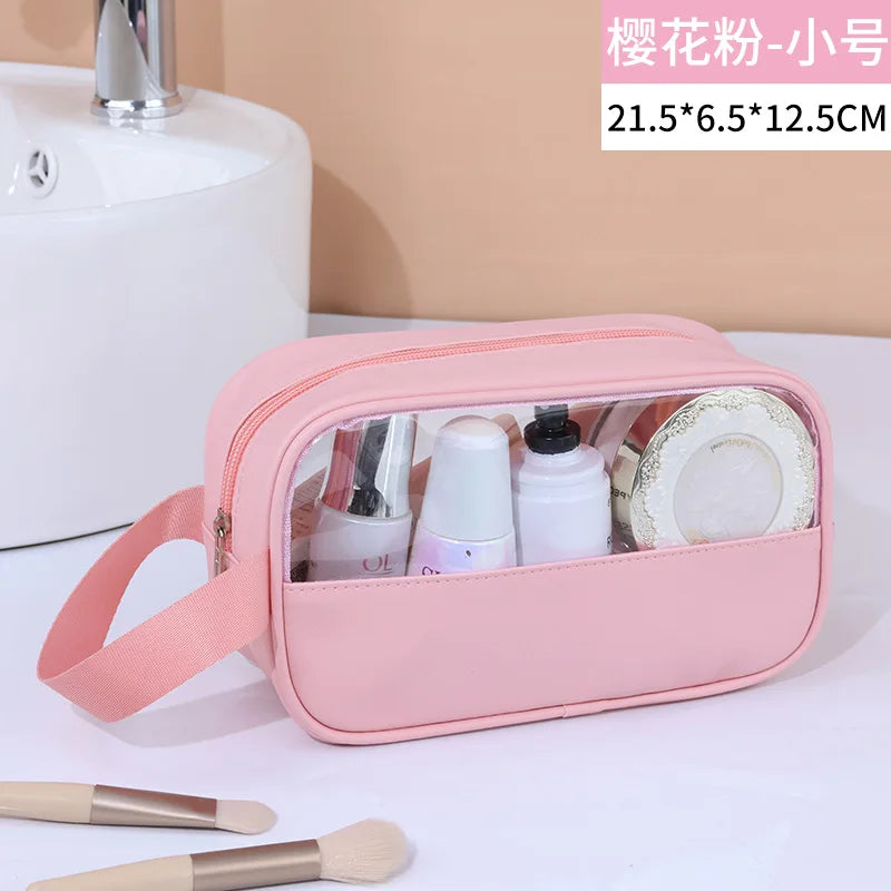 Sac à cosmétiques de voyage Portable pour femmes, trousse de maquillage transparente, sacs de lavage de bain de grande capacité, mallette de rangement étanche multifonction
