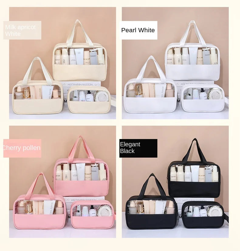 Sac à cosmétiques de voyage Portable pour femmes, trousse de maquillage transparente, sacs de lavage de bain de grande capacité, mallette de rangement étanche multifonction