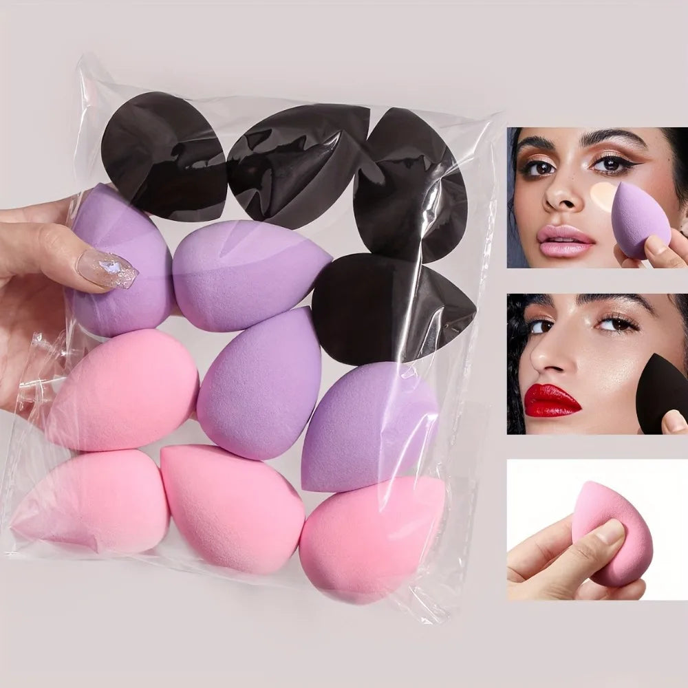 Éponge de maquillage multicolore, 12 pièces, mélangeur, œuf de beauté, bouffante de cosmétiques, fond de teint doux, bouffantes de poudre, accessoires de maquillage pour femmes