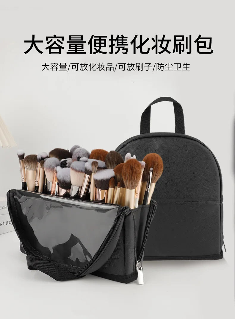 Sac de rangement de maquillage Portable européen et américain, sac à main de maquillage professionnel avec fermeture magnétique, sac à brosse pliable, grande casquette