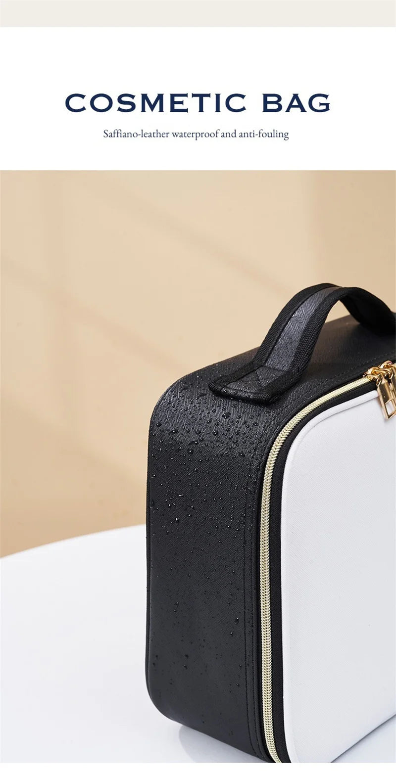 Trousse à cosmétiques LED avec lumières et miroir, grande capacité, sensation de qualité supérieure, trousse de maquillage de luxe