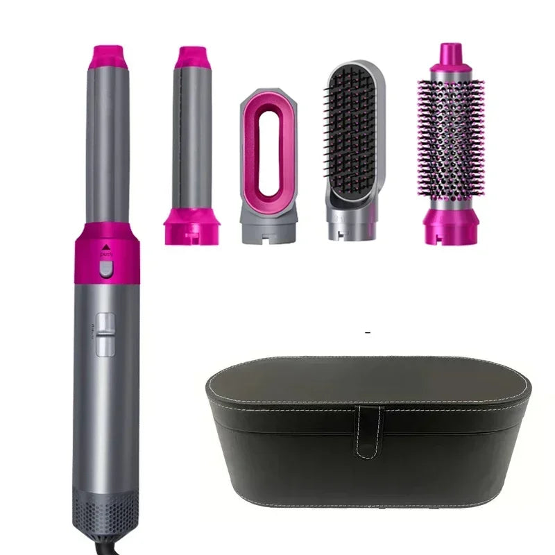 Sèche-cheveux 5-en-1 professionnel – peignes chauds, fer à friser, lisseur