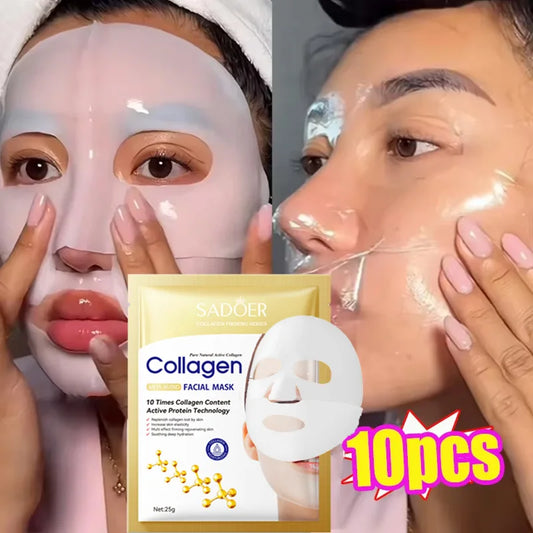 Masque Anti-Rides Collagène – 10 Pièces, Hydratant & Éclat.
