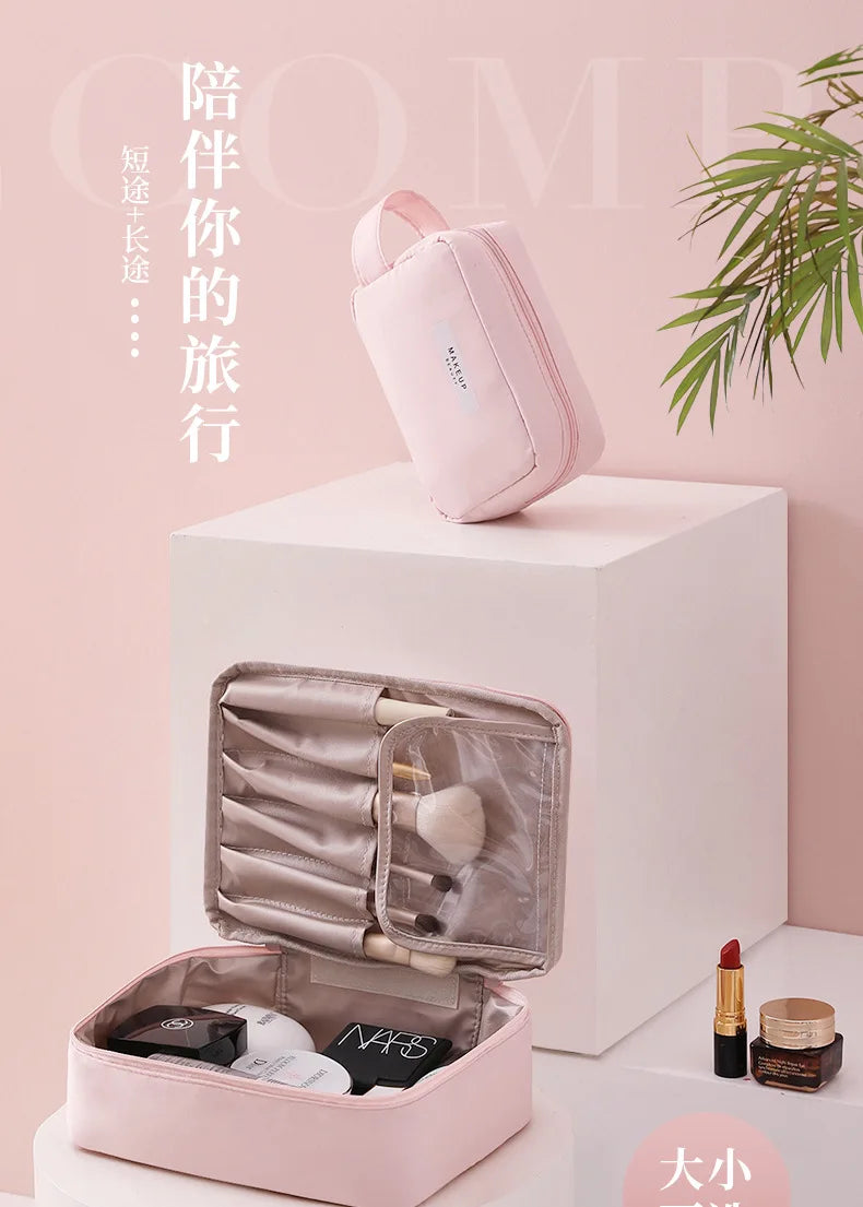 Sac à cosmétiques Portable pour femmes, Index d'apparence élevée, sac de lavage de voyage de grande capacité, sac de rangement de maquillage tridimensionnel