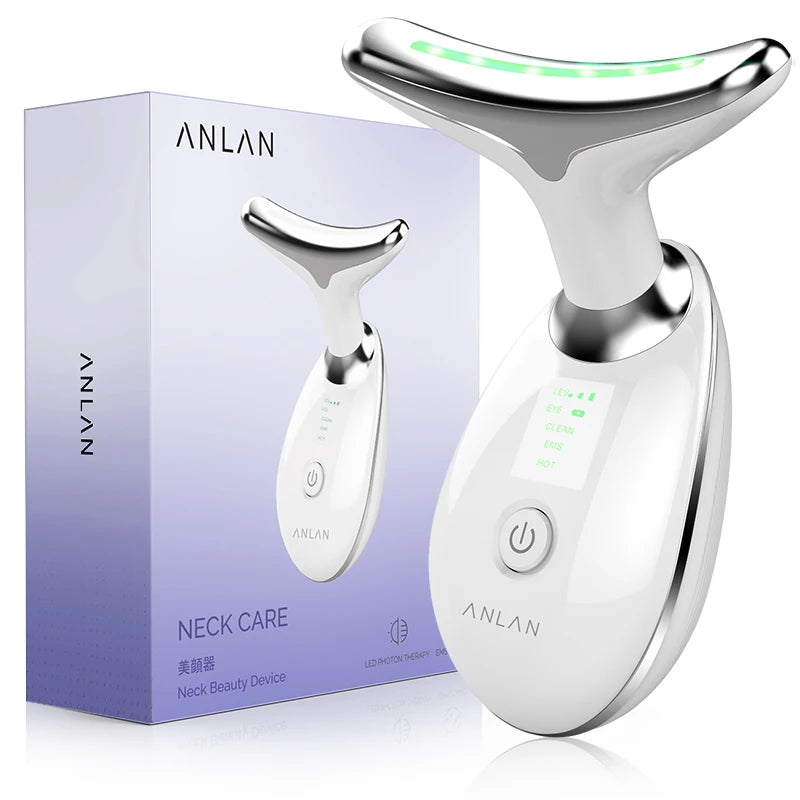 ANLAN appareil EMS visage & cou – lumière 3 couleurs, lifting et soin anti-double menton