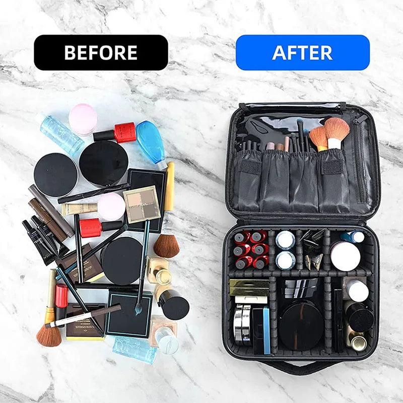 Trousse de maquillage avec miroir, brosse professionnelle, boîte de rangement d'outils de beauté pour femmes, sac à cosmétiques Portable, organisateur de manucure de voyage