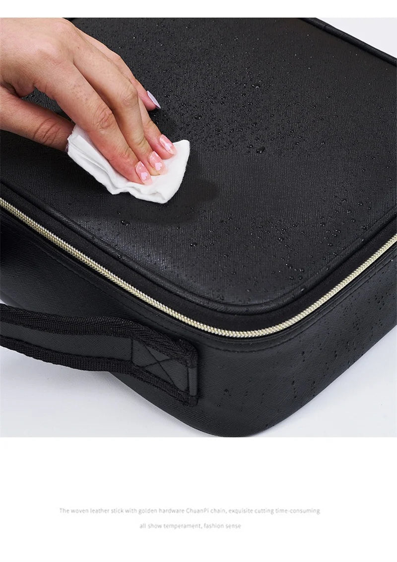 Trousse à cosmétiques LED avec lumières et miroir, grande capacité, sensation de qualité supérieure, trousse de maquillage de luxe