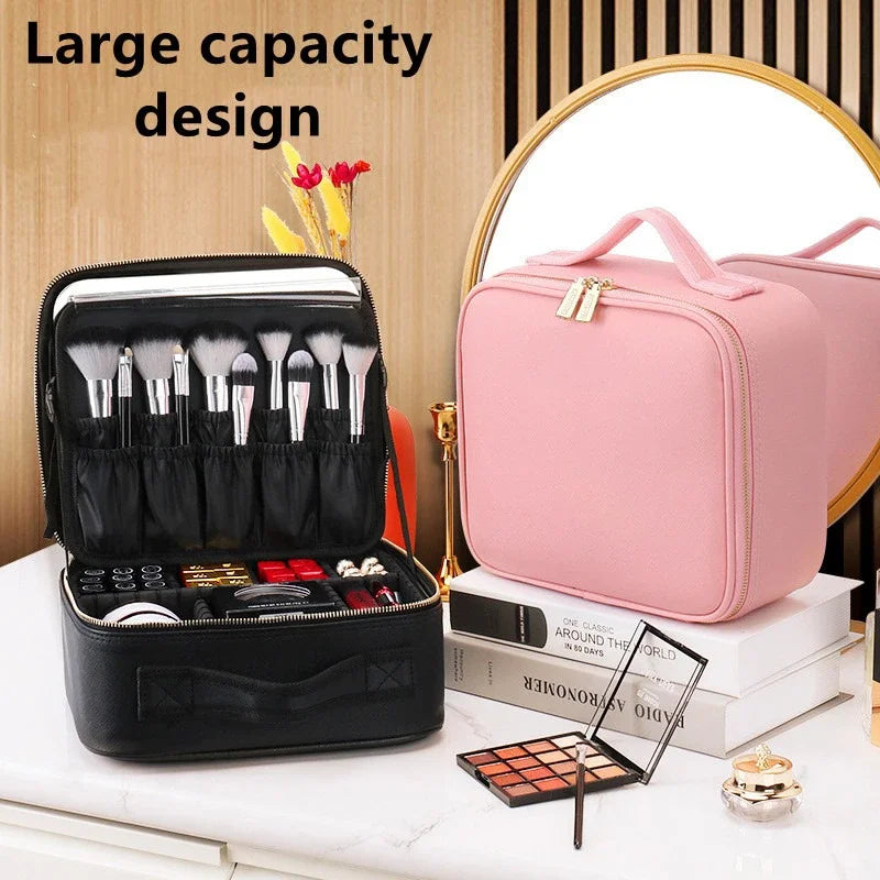 Trousse de maquillage de voyage éclairée par LED avec miroir, organisateur de maquillage Portable étanche, étui à cosmétiques, cadeau d'anniversaire pour filles et femmes