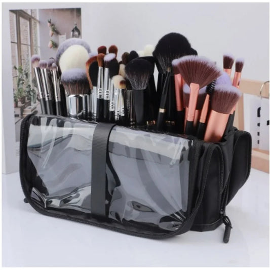Sac de rangement de maquillage Portable européen et américain, sac à main de maquillage professionnel avec fermeture magnétique, sac à brosse pliable, grande casquette