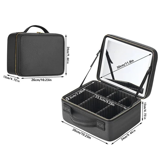 Trousse à cosmétiques intelligente LED avec miroir, trousse de maquillage de voyage, grande capacité, produit de soins de la peau pour esthéticienne féminine, étui de maquillage pour femmes