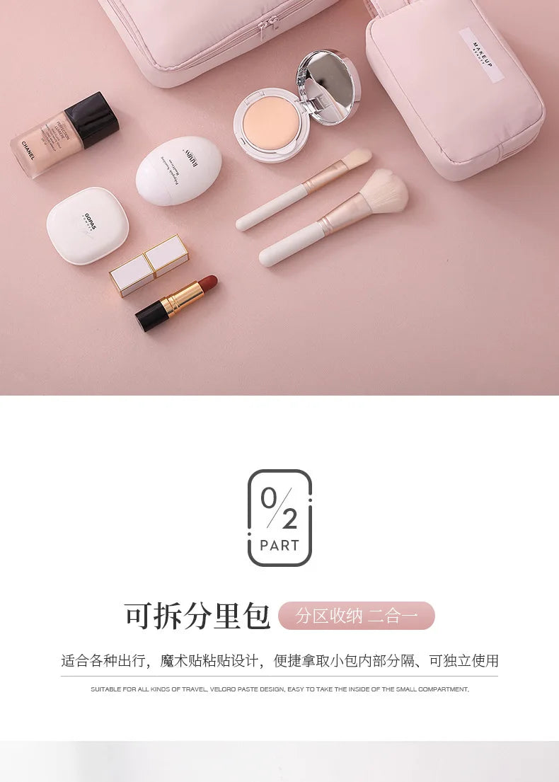 Sac à cosmétiques Portable pour femmes, Index d'apparence élevée, sac de lavage de voyage de grande capacité, sac de rangement de maquillage tridimensionnel