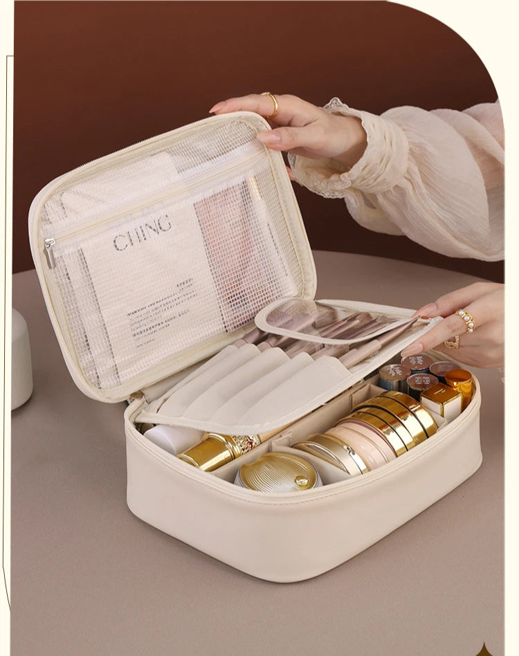Trousse de Maquillage Femme Grande Capacité – Sac Cosmétique de Voyage Portable, Organisateur Beauté Pratique et Élégant