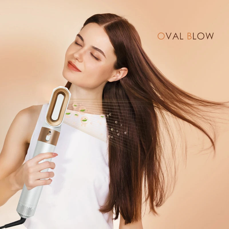 Sèche-cheveux 5-en-1 professionnel – peignes chauds, fer à friser, lisseur