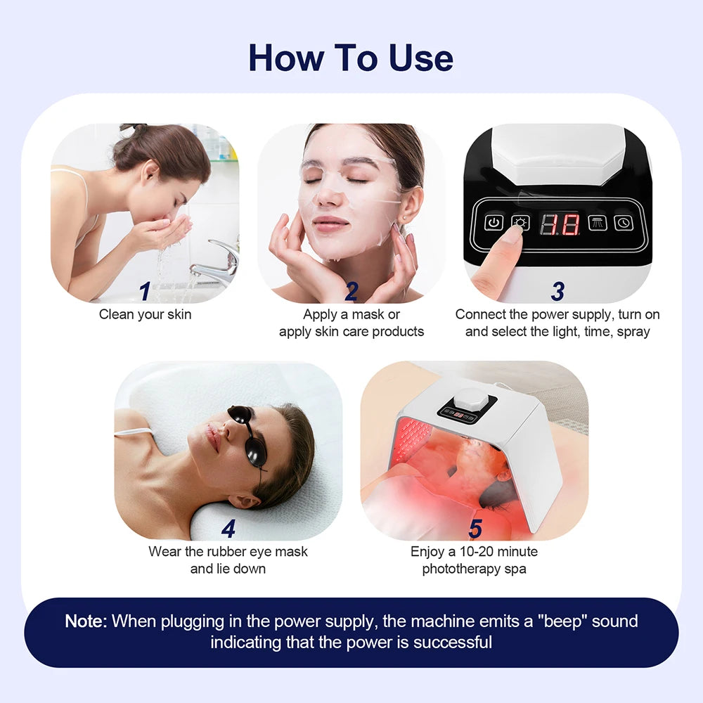Machine à photons LED 7 couleurs avec Nano Spray Salon de beauté usage domestique visage corps masque LED Machine PDT hydratant pour la peau SPA soins de la peau