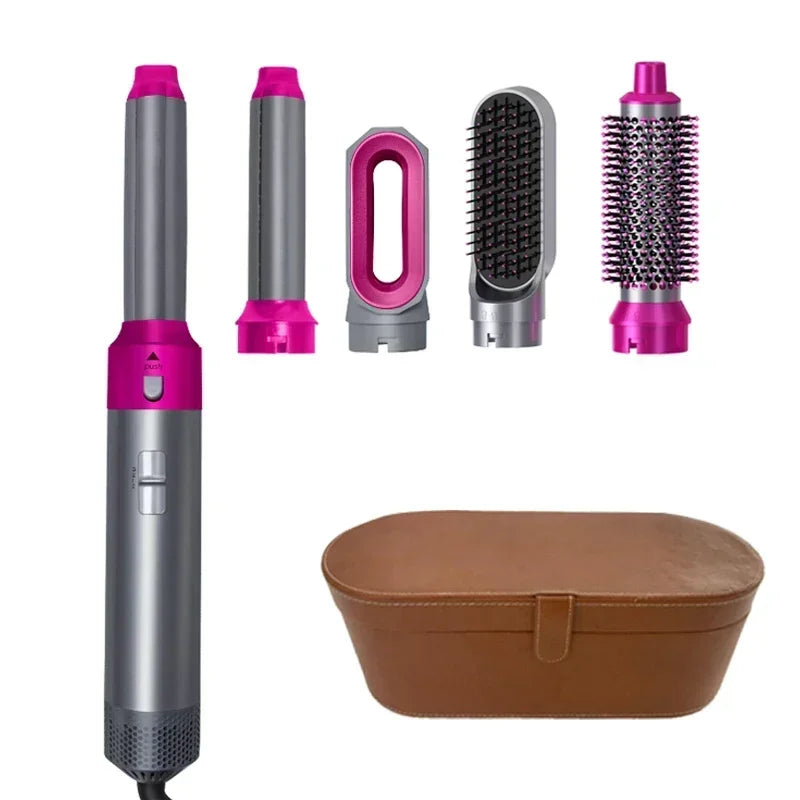 Sèche-cheveux 5-en-1 professionnel – peignes chauds, fer à friser, lisseur