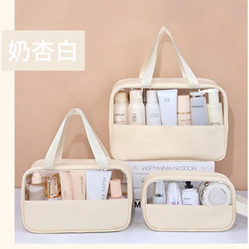 Sac à cosmétiques de voyage Portable pour femmes, trousse de maquillage transparente, sacs de lavage de bain de grande capacité, mallette de rangement étanche multifonction