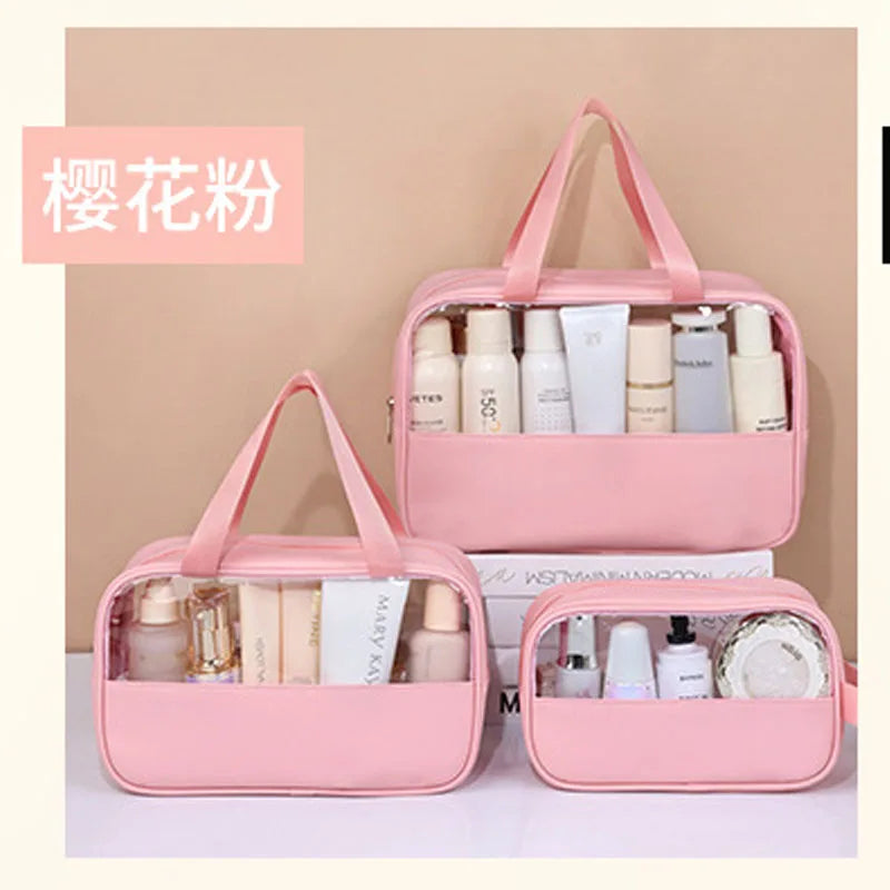 Sac à cosmétiques de voyage Portable pour femmes, trousse de maquillage transparente, sacs de lavage de bain de grande capacité, mallette de rangement étanche multifonction
