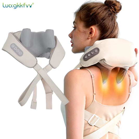 Masseur de cou et d'épaule, masseur de dos Shiatsu en tissu profond avec chaleur pour soulager la douleur, pétrissage électrique, Massage musculaire à presser