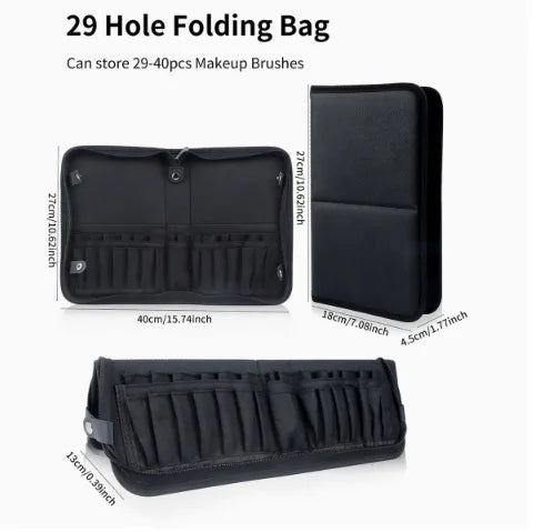 Sac de rangement de maquillage Portable européen et américain, sac à main de maquillage professionnel avec fermeture magnétique, sac à brosse pliable, grande casquette