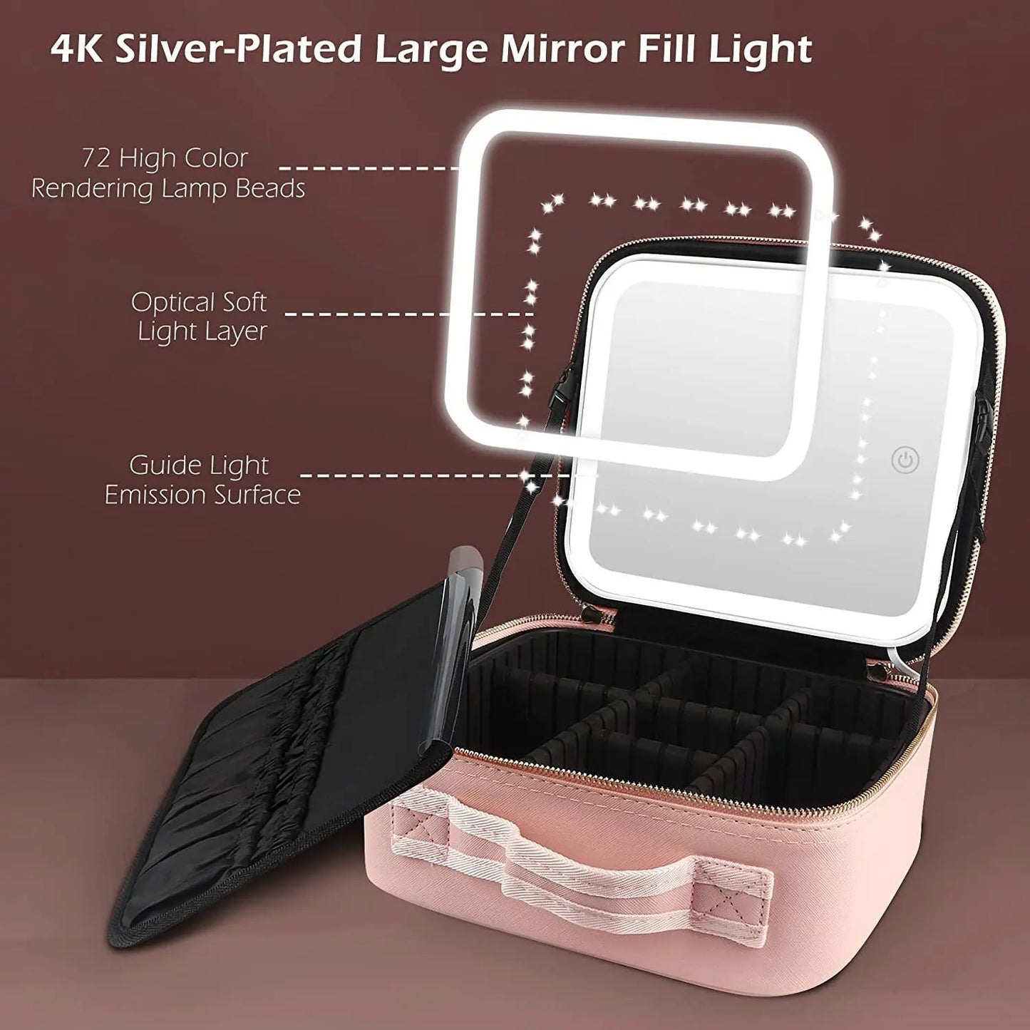 Trousse à cosmétiques intelligente LED, grande capacité, esthéticienne féminine, soins de la peau, trousse de maquillage de voyage, produit neuf avec miroir, étui de maquillage pour femmes