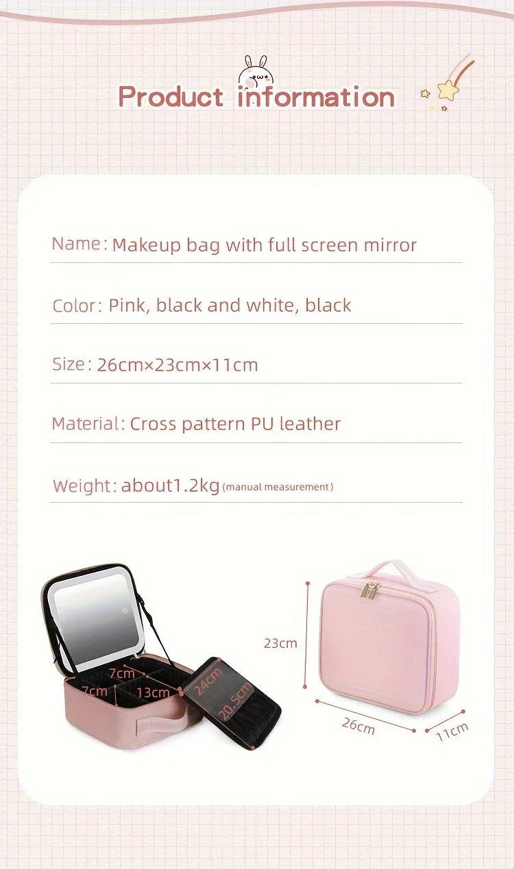 Trousse de maquillage de voyage éclairée par LED avec miroir, organisateur de maquillage Portable étanche, étui à cosmétiques, cadeau d'anniversaire pour filles et femmes
