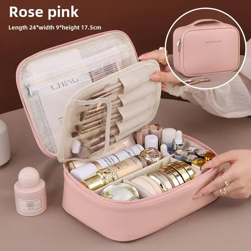 Trousse de Maquillage Femme Grande Capacité – Sac Cosmétique de Voyage Portable, Organisateur Beauté Pratique et Élégant