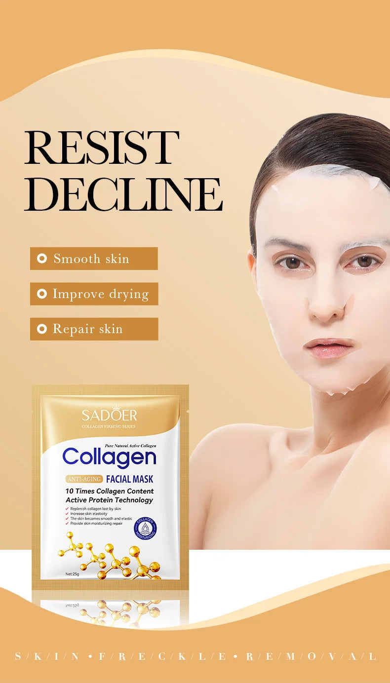 Masque Anti-Rides Collagène – 10 Pièces, Hydratant & Éclat.