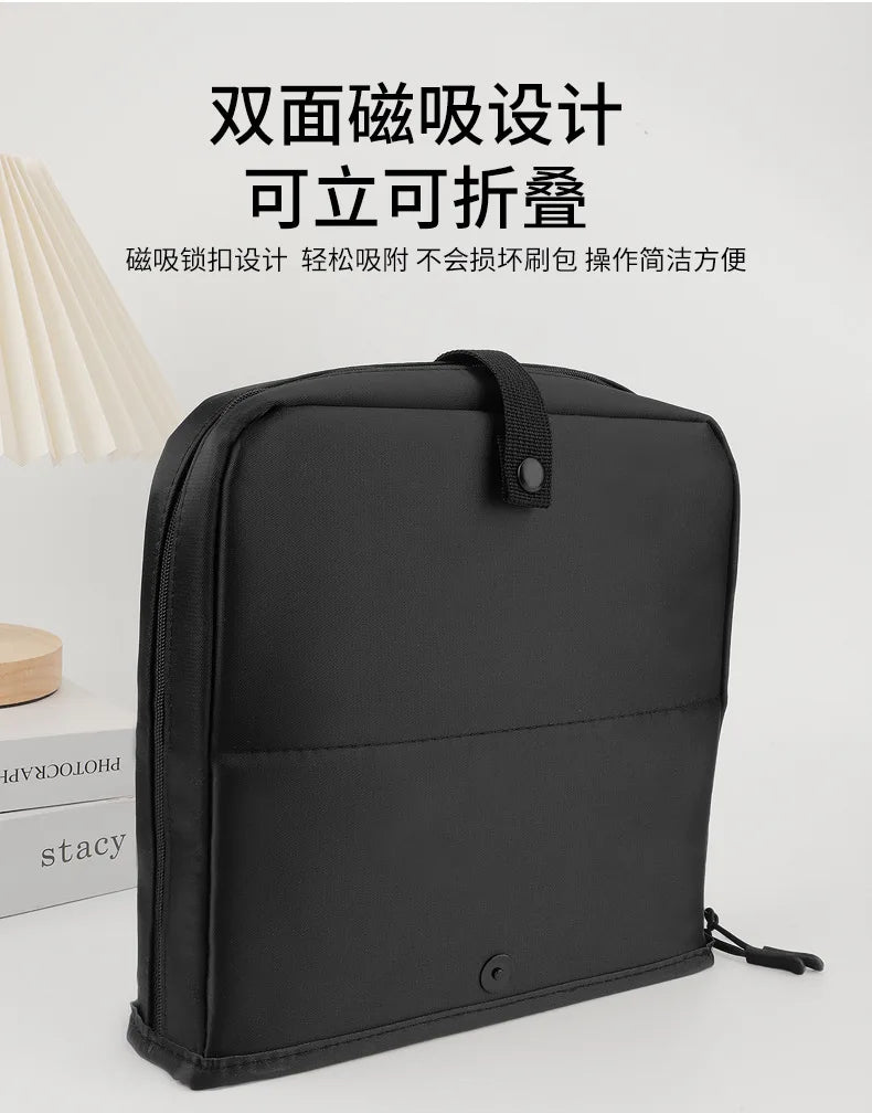 Sac de rangement de maquillage Portable européen et américain, sac à main de maquillage professionnel avec fermeture magnétique, sac à brosse pliable, grande casquette