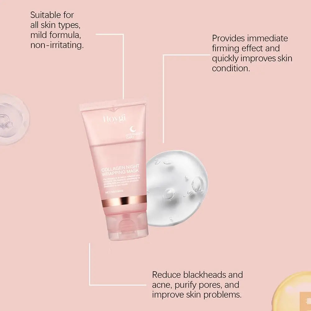 Masque Nuit Collagène – Hydratation Intense & Peau Repulpée (résout le problème de peau sèche et fatiguée)