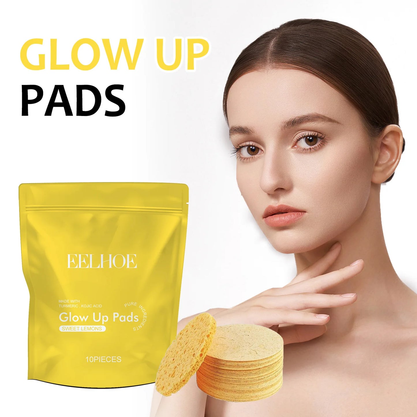 Tampons visage curcuma kojique – Nettoyant D343, soin éclat