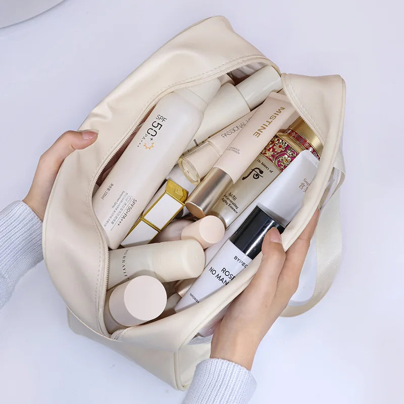 Sac à cosmétiques de voyage Portable pour femmes, trousse de maquillage transparente, sacs de lavage de bain de grande capacité, mallette de rangement étanche multifonction
