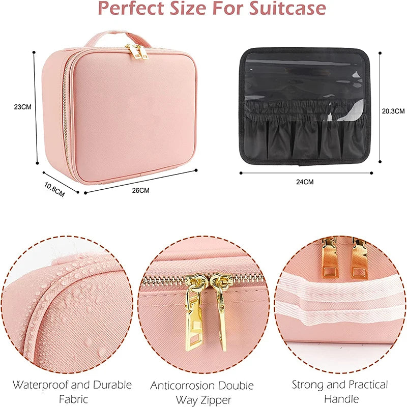 Trousse à cosmétiques intelligente LED, grande capacité, esthéticienne féminine, soins de la peau, trousse de maquillage de voyage, produit neuf avec miroir, étui de maquillage pour femmes