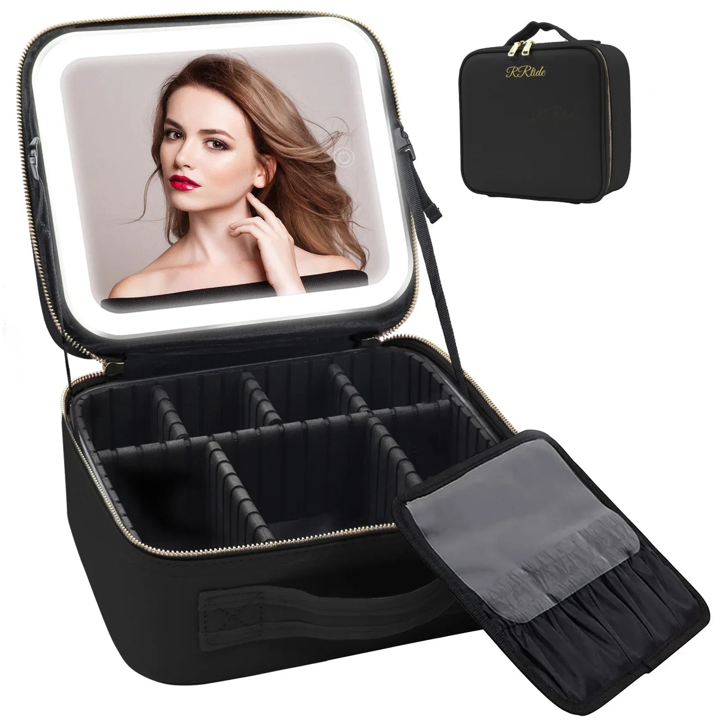 Trousse de maquillage de voyage éclairée par LED avec miroir, organisateur de maquillage Portable étanche, étui à cosmétiques, cadeau d'anniversaire pour filles et femmes