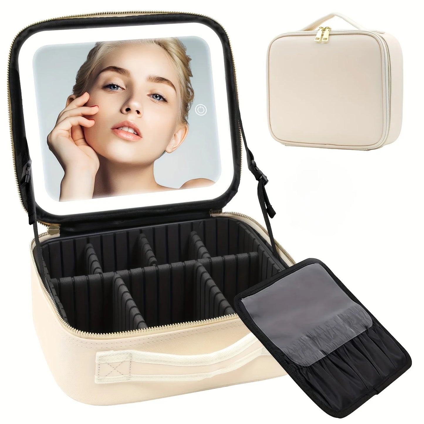 Trousse de maquillage de voyage éclairée par LED avec miroir, organisateur de maquillage Portable étanche, étui à cosmétiques, cadeau d'anniversaire pour filles et femmes